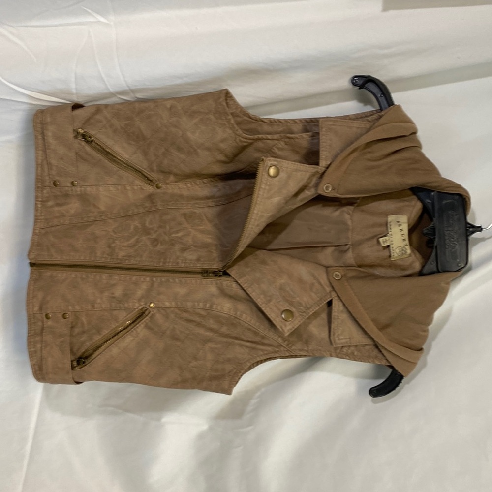 Brown faux leather vest